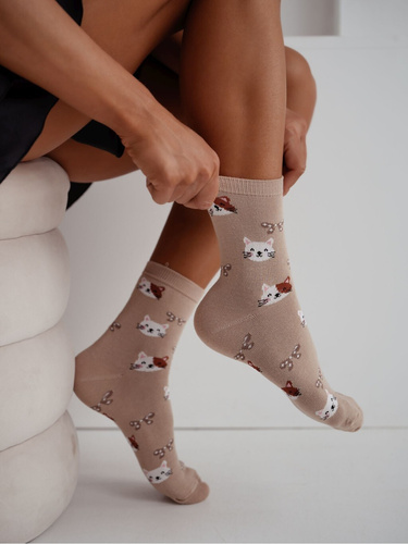 Damen Baumwollsocken Milena 0200-241– gerippt bequem für Alltag beige