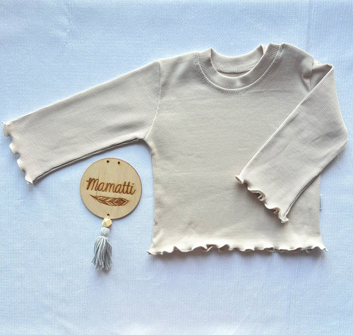 BI012 Mamatti Langarmbluse für Mädchen – Hellbeige