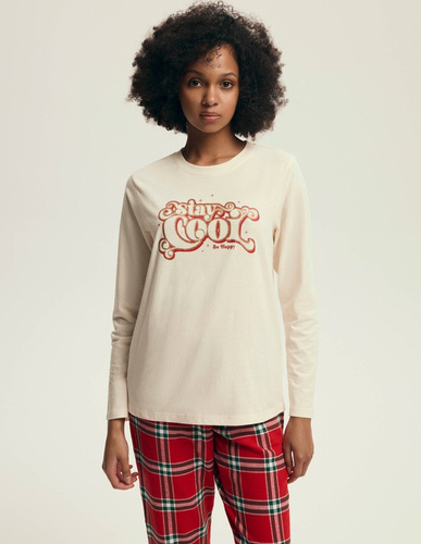 43718 Dotie Henderson roter Damen-Weihnachtspyjama – lange Ärmel und Hosen