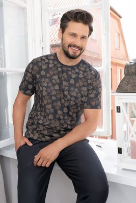 Pinus Schlafanzug Herren kurzarm, lange Hose Italian Fashion- print/graphite