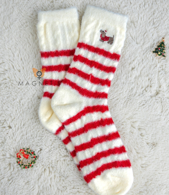 Magnetis YN5034 Dackel Damensocken – Baumwolle, Weihnachten mit dekorativer Stickerei