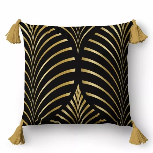 5400 A Dekokissenbezug Ornamente Panama 58 Detexpol schwarz