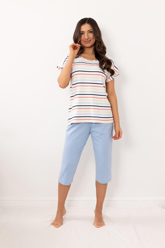 Damen Pyjama Regina 4001 Viskose Streifen 3/4 bequem Set