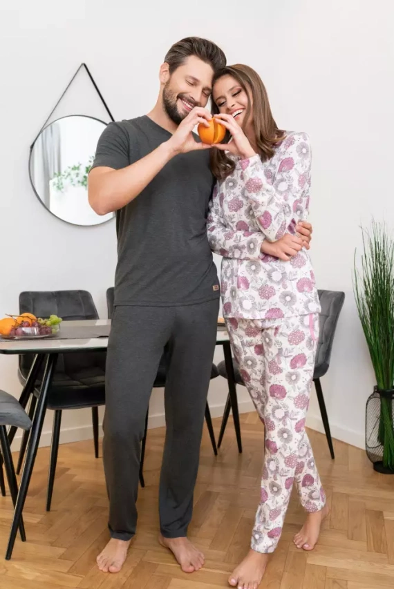 Damen Schlafanzug langarm, Hose Lobelia Italian Fashion -