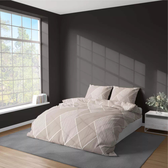 5029 A Detexpol-Geometrie-Mikrofaserbettwäsche, beige