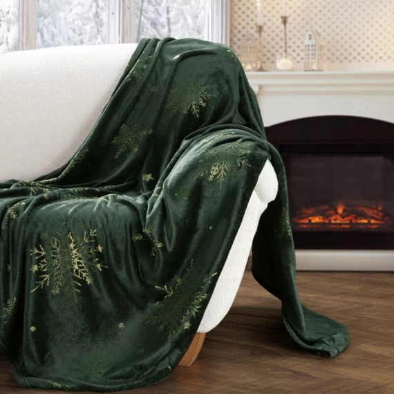 Eurofirany Weihnachtsdecke grün – weicher Mikrofaser-Überwurf, 240 g/m²