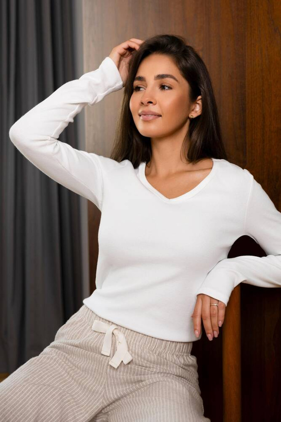 Dinah Sensis Flannel Damenpyjama – Cremebeige