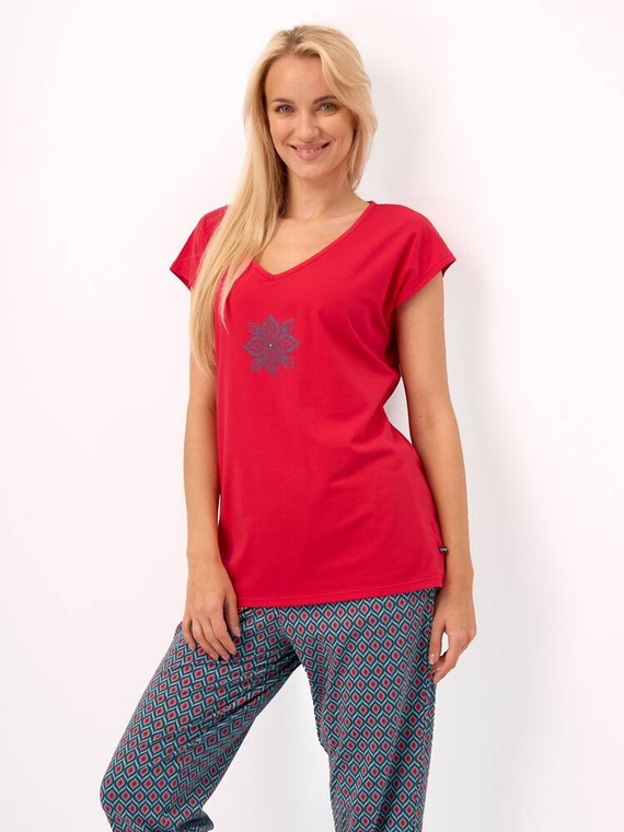LNS 811 Key Damen-Baumwollpyjama – rot