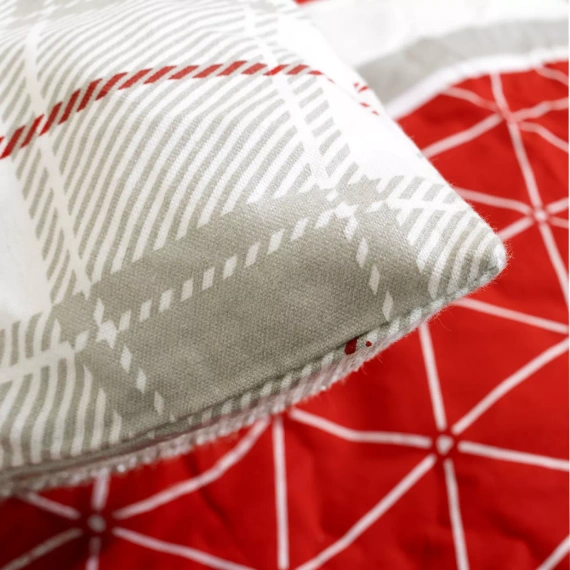 31516/1 Weihnachts-Flanellbettwäsche Flanelove Darymex grau rot – Set 100 % Baumwolle, warm und weich