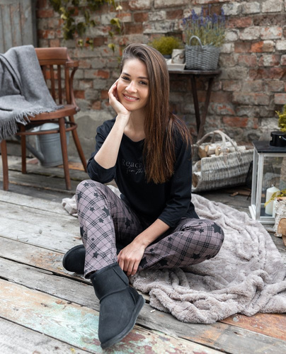 Sensis Reach For The Stars Damenpyjama – schwarzbraun