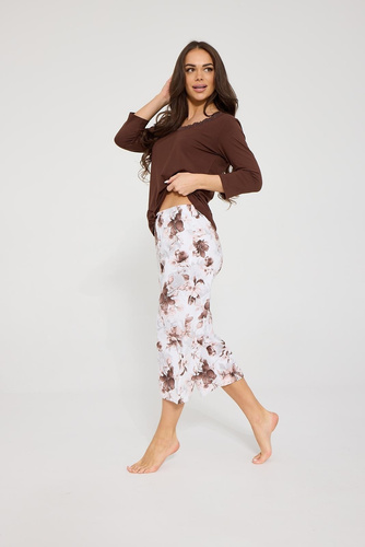 Cornette Colette 659/503 Damen-Pyjama aus Modal und Baumwolle, 3/4-Arm, Blumenmuster