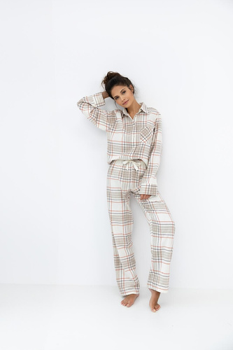Adalyn Sensis Damenpyjama – karierter Baumwollflanell, mit Knöpfen befestigt