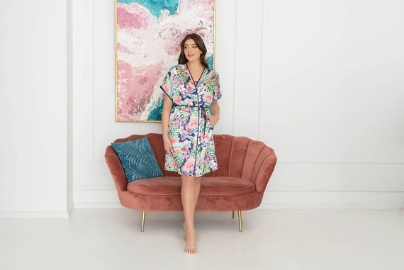 Polynesia Damenbademantel Italian Fashion - Blumendruck