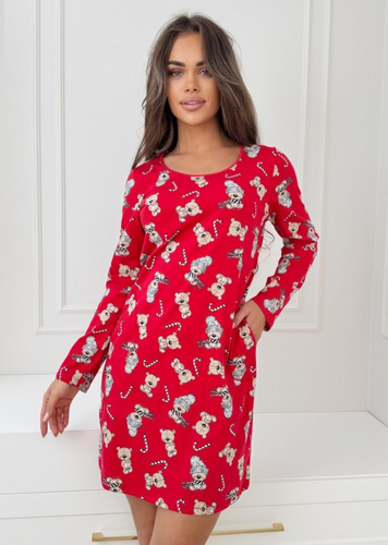 Bear Damen-Nachthemd Donna – Baumwolle, festlich, mit Taschen