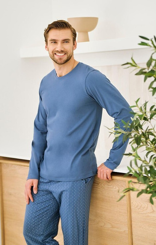 3474 Lorenzo Herrenpyjama Taro-Jeans – Baumwolle, lange Hose, Taschen