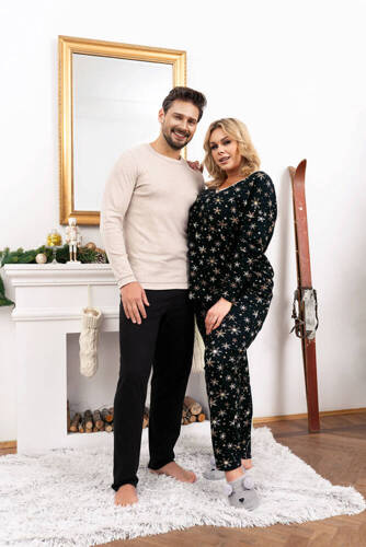 Laponia Damen Schlafanzug langarm, lange Hose Italian Fashion - Druck