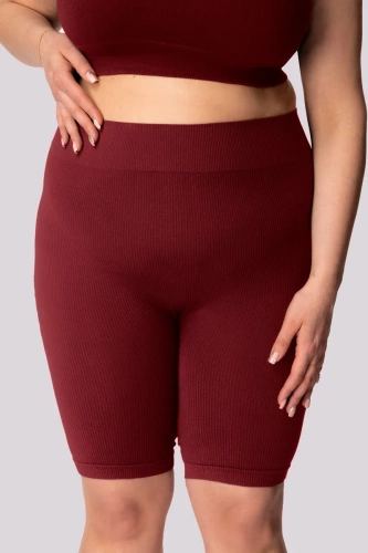 Gerippte Bikershorts für Damen von Mona, Burgunderrot