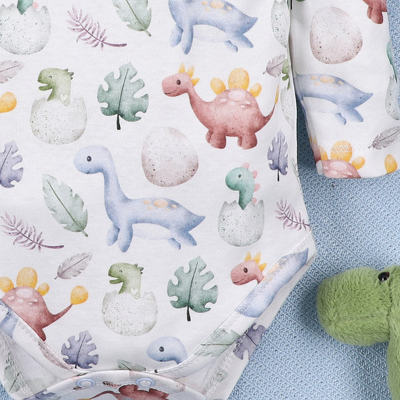 ABN-5564 Dino Explorer Body aus Bio-Baumwolle, Nini-Print – Bio-Baumwolle, lange Ärmel