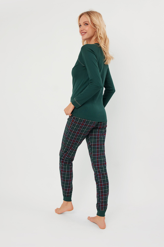 Foggia Damen Schlafanzug langarm, lange Hose Italian Fashion - grün/print