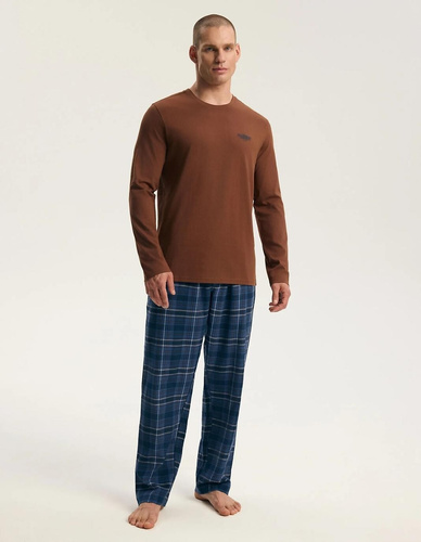 Henderson 45451 Imago Herren-Pyjama Braun 100% Baumwolle Premium-Flanell
