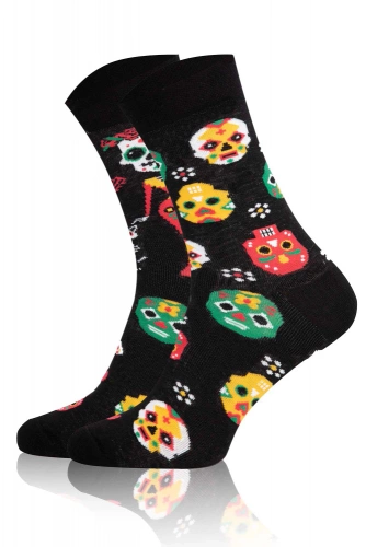 S134D Muerto Lange Socken Italienische Mode - schwarz