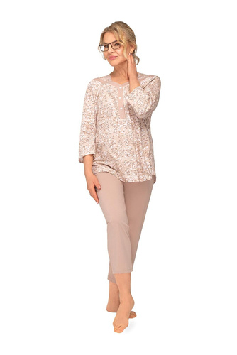 Baumwoll Pyjama Lucyna II 271 Martel Blätter 3/4 Arm 7/8