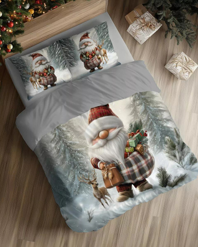 5828 Eine weihnachtliche Baumwollbettwäsche Christmas Dreams Detexpol mit einer Elfe und einem Rentier im Winterwald – Weihnachtsset aus 100 % Baumwolle