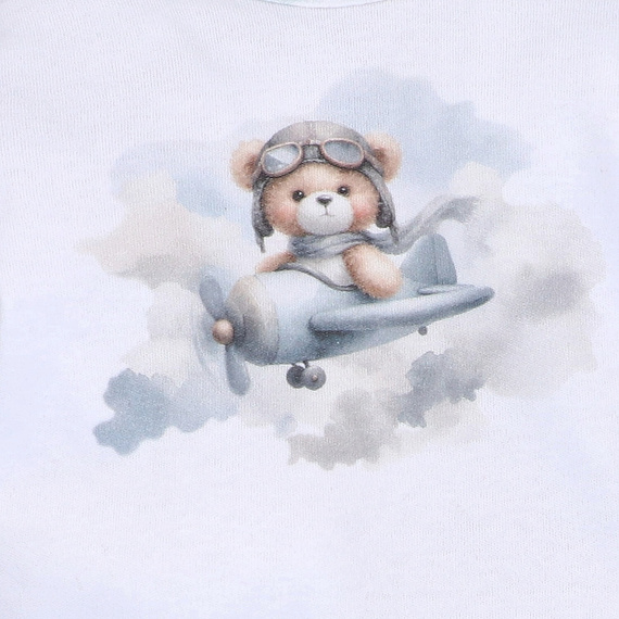NINI ABN-5745/BIA Babybody aus 100% Bambus Baby Bear Pilot mit Druckknöpfen