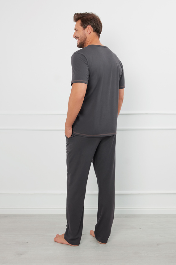 Salomon Herren Kurzarm-Pyjama, lange Hose Italian Fashion - graphit/honig