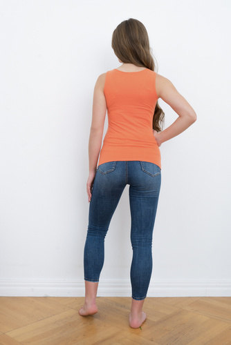 Ibiza Shirt Damen breite Träger Italienische Mode- orange