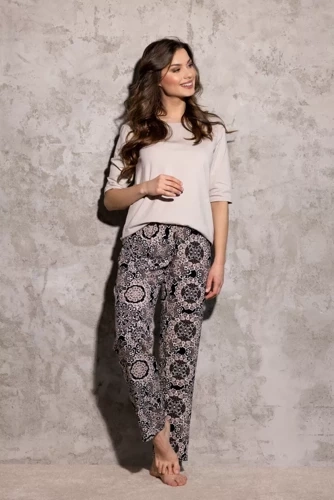 La Boheme Damenpyjama Momenti Per Me beige