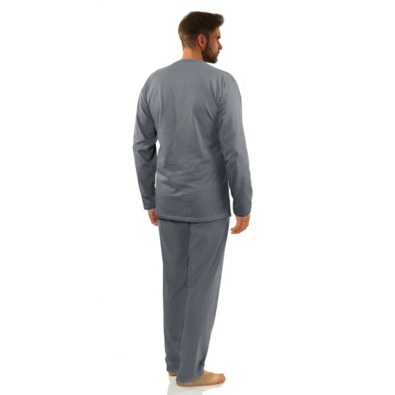 2404 Herren-Militärpyjama mit langen Ärmeln und Sesto Senso-Hose – Graphit