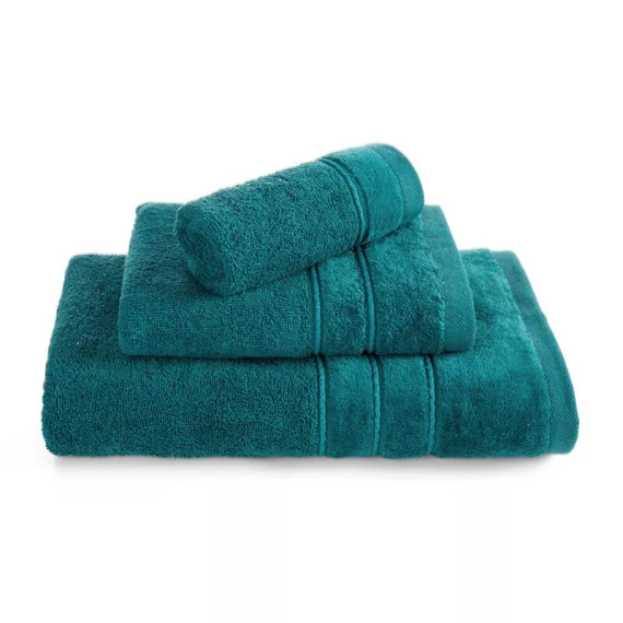 Eurofirany Handtücher Set 3 tlg weich saugstark elegante Handtücher Sibel dark turquoise
