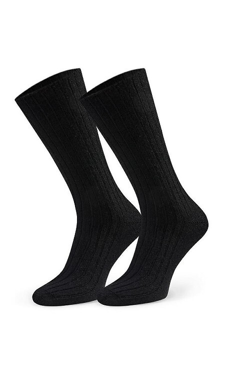 Art.185 Steven 013 schwarze Socken – gerippte Damen-Lammwolle, Winter