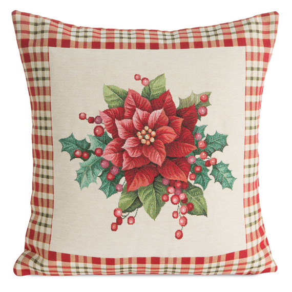 Chp 1273 Weihnachts-Wandteppich-Kissenbezug, Blumen, Eurocurtains, beige