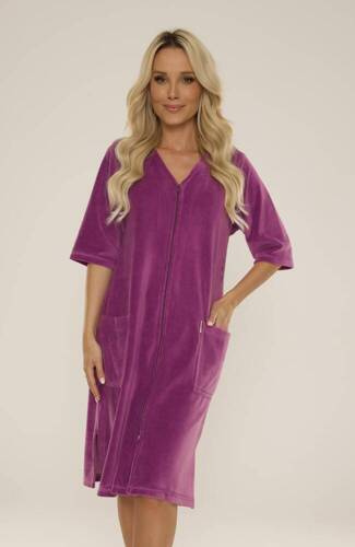 431 Velour Forex Damen Morgenmantel - Pflaume