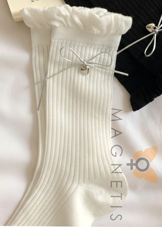 Damen Socken Magnetis CC-251103 Baumwolle Ripp Schleife bequem white