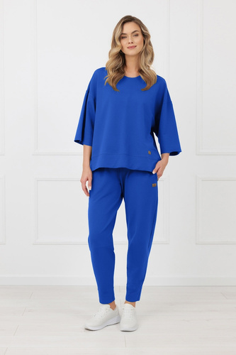 Bluza Kaori Italian Fashion 3/4-Arm Baumwolle Elastan – Kobalt