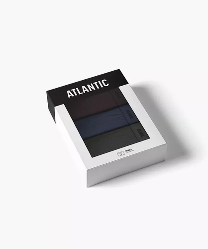 Herrenboxershorts Atlantic 3MH-0111 A3 3er-Pack braun-indigo-khaki – 95% Baumwolle, eng anliegend