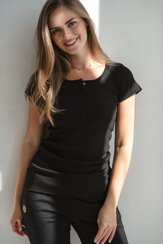 Tummy Umstands- und Stillbluse mit kurzen Ärmeln Milk&Love schwarz