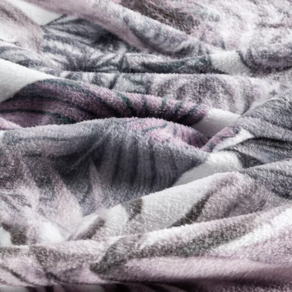 Davos 2 Decke Tagesdecke Blätter Eurofirany lila grau