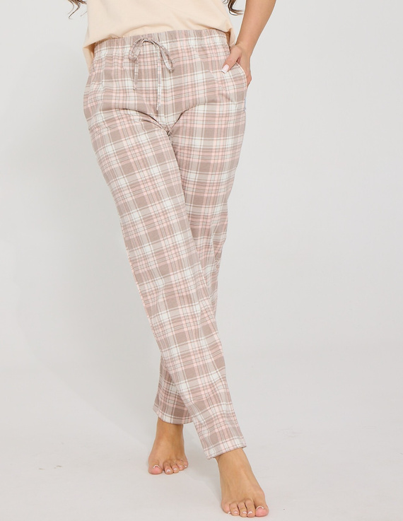 Damen-Pyjamahose Cornette 690/51 100% Baumwolle Pastellkaromuster