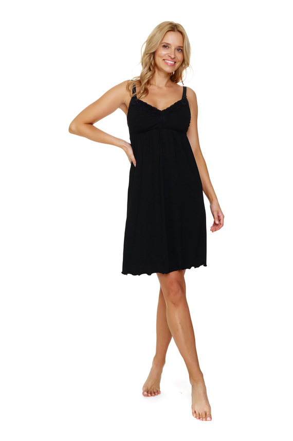 7248 Doctor Nap Umstands- und Stillnachthemd – Schwarz