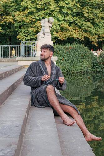 716 Rafael Herren Bademantel De lafense - graphit