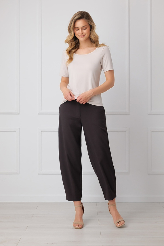 Damenbluse Italian Fashion Liza, 93% Bambus, kurzärmelig, elastisch – beige