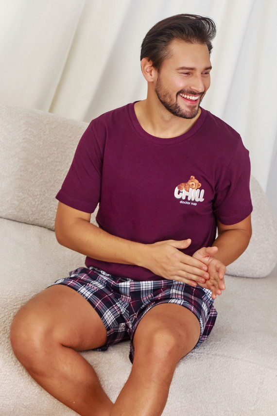 7201 „Chill“ Doctor Nap Herrenpyjama – Burgunderrot