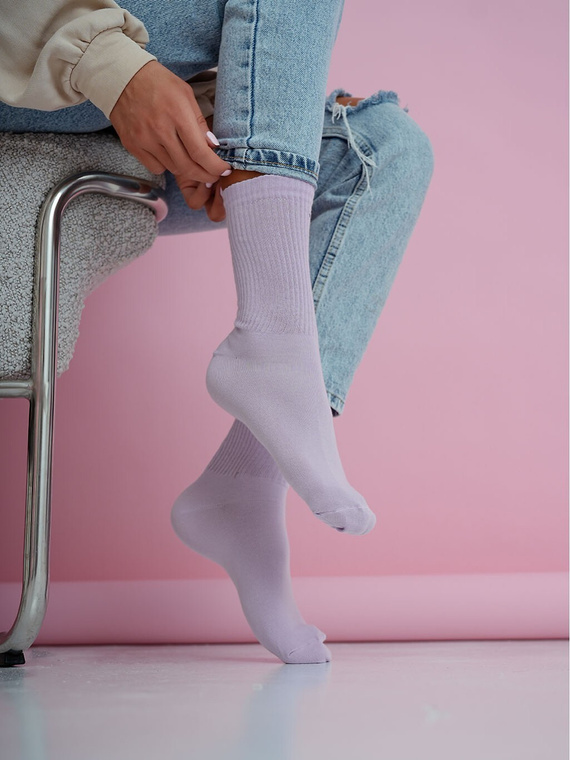 Damen Baumwollsocken Milena 1313-002– gerippt bequem für Alltag violet