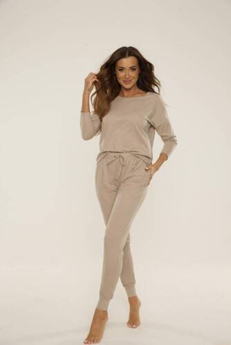 555 Paula Damenpyjama De Lafense - heller Mokka