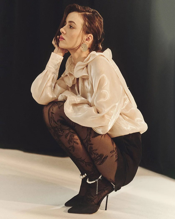 Geblümte Strumpfhose 20 den Gabriella - nero