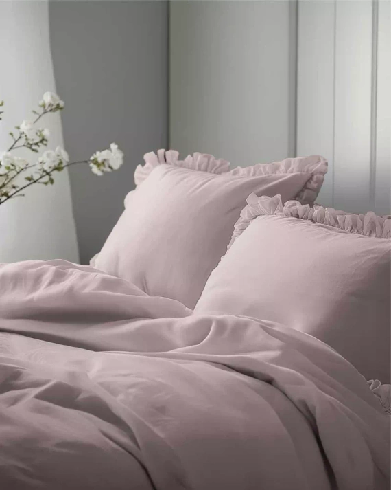 Pure 23 Einfarbige Baumwollbettwäsche Detexpol rosa